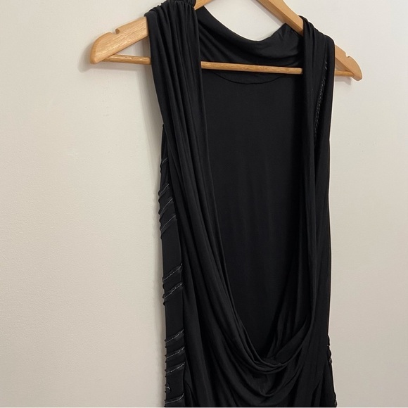 Marciano BLACK 100% silk mini dress open back silver metallic sewing size Small - Picture 11 of 15